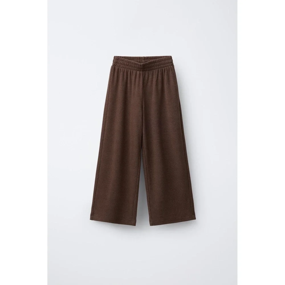 NWOT Zara Kids Chocolate Brown Soft Touch Wide Leg Elastic Pull on Pants - 11/12
